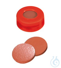 Schnappringkappe, ND11 PE: rot mit 6 mm Loch, Naturkautschuk rot-orange/TEF tran