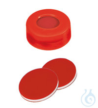 Schnappringkappe, ND11: rot mit 6 mm Loch, PTFE rot/Silikon weiß/PTFE rot, harte