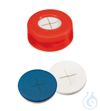 Schnappringkappe, ND11 PE: rot mit 6 mm Loch, Silikon weiß/PTFE blau,...