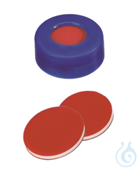 Schnappringkappe, ND11 PE: blau mit 6 mm Loch, PTFE rot/Silikon weiß/PTFE rot, w