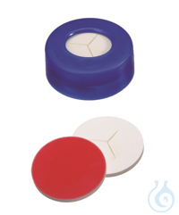 Schnappringkappe, ND11 PE: blau mit 6 mm Loch, Silikon weiß/PTFE rot, angeschlit
