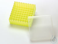 PP Aufbewahrungsbox (gelb) für 1,5, 1,8 und 2 ml vials o. 2 ml shell vials, mit 