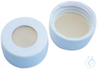 24mm ZeroPeak PP screw cap, white, with hole, silicone natural/PTFE...