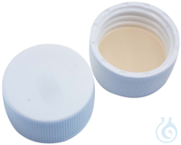 24 mm Combination Seal: PP Screw Cap, white, closed top; Silicone...