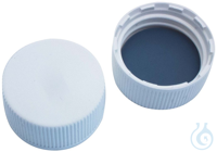 24mm PP-Schraubkappe, weiß, geschlossen, Butyl rot/PTFE grau, 55° shore A,...