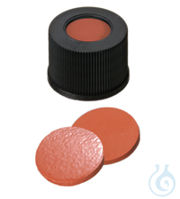 Schraubkappe, ND13 Verschluss: PP, schwarz mit 8,5 mm Loch, Naturkautschuk rot-o