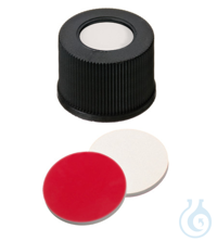 ND13 Combination Seal: PP Screw Cap, black with 8,5mm centre hole, 10 x 100...