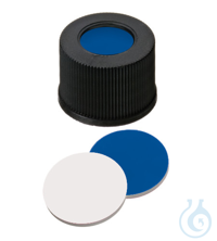 Schraubkappe, ND13 Verschluss: PP, schwarz mit 8,5 mm Loch, Silikon dunkelblau/P