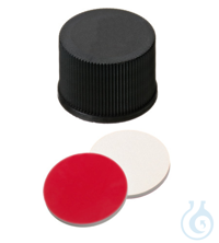 ND15 PP Schraubkappen, schwarz, geschl.,1,3mm, Si weiß/ PTFE rot, 10x100/PAK