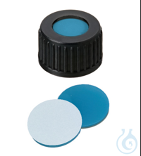 Schraubkappe, 18 mm Verschluss: PP, schwarz, mit Loch, Silikon blau...