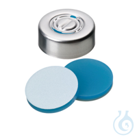 UltraClean Verschluss: Aluminium Bördelkappe, silber, mit Loch, Silicon blau...
