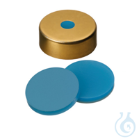 Bördelkappe, UltraClean ND20, magnetisch, gold, mit 5 mm Loch, Si blau transpare