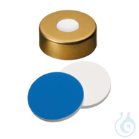 Bördelkappe, UltraClean ND20 magnetisch, gold, m. 8 mm Loch, Si weiß/PTFE...