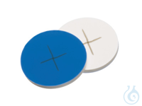 Septum, 22 mm Durchmesser, Silicon weiß/PTFE blau, 55° shore A, 1,5mm, kreuzgesc