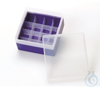 PP Aufbewahrungs-Box für 20ml EPA-Vials, Deckel, (130x130x102mm), 16 Kammern