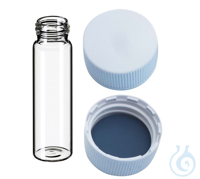 Set: 40 ml EPA Gewindeflasche, Klarglas & 24 mm PP Schraubverschluss, weiß;...