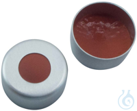 11 mm Magnetische Bördelkappe, silber lackiert, mit Loch, PTFE rot/Silicon...