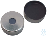 20 mm Magnetische Bördelkappe, silber lackiert, mit 6 mm Loch, FormSeptum Butyl/