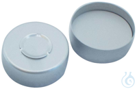 20 mm center tear-off cap, silver painted, silicone blue transparent/PTFE...