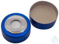 20 mm Magnetische Bimetall-Kappe, blau/silber, mit Loch, Silicon weiß/PTFE beige