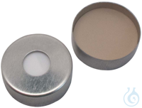 20 mm Magnetische Bördelkappe, silber, 8 mm Loch, Silicon weiß/PTFE beige, 45° s