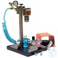 Table flanging station: stand, foot switch and compressed air hose for...