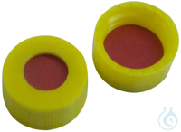 9 mm PP short threaded cap, yellow, with hole, natural rubber red-orange/TEF...