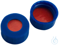 9 mm PP short thread cap, blue, w/ hole, Septum, natural rubber...
