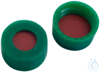 9 mm PP-Schraubkappe, grün, mit Loch, 9 mm Septum, Naturkautschuk rotorange/TEF 