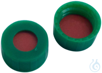 9 mm PP screw cap, green, with hole, 9 mm Septum, natural rubber red-orange/TEF 