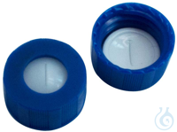 9 mm UltraClean PP short thread cap, blue, with hole, silicone beige/PTFE...
