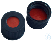 13 mm PP Schraubkappe, schwarz, mit Loch, NK rot-orange/TEF transparent, 1,3 mm,