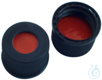 13 mm PP Schraubkappe, schwarz, mit Loch, NK rot-orange/TEF transparent, 1,3...