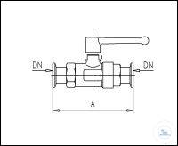 2-Wege-Kugelhahn manuell DN 10 KF, Typ DN 10 DN...KF, A 95 mm Leckrate <...