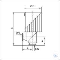 HV-Eckventil VA 16 ME elektromagnetisch 80-250V 50/60Hz, Typ VA 16 ME DN...KF, A 40 mm, B 84,5...