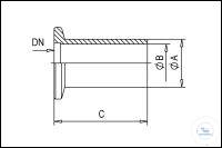 KF flens met lange pijp roestvrij staal DN 16, type DN 16 KF, A 20 mm, B 16...