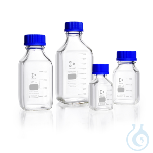 DURAN&reg; Laborflasche Vierkant, klar, mit DIN...