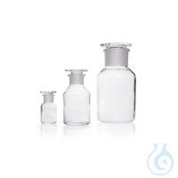 Reagent Bottle, wide neck, soda-lime glass, clear, neck with standard ground joi Reagent Bottle,...