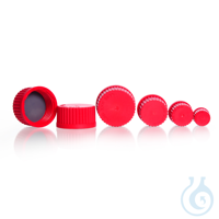 Schroefdop, GL 25, PBT, rood, met dichting voorzien van PTFE laag, voor DURAN® laboflessen