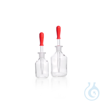 Dropping Bottle, soda-lime, clear, ground jointed glass pipette and rubber teat Dropping Bottle,...