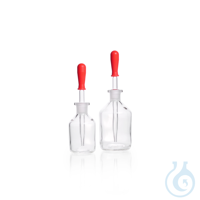 Flacon compte-gouttes en verre sodo-calcique avec pipette interchangeable, clair, 50 ml