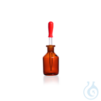 Dropping Bottle, soda-lime, amber, ground jointed glass pipette and rubber teat Dropping Bottle,...