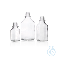 Screw-Top Square Bottle, soda-lime, clear, narrow mouth, high form, DIN thread Screw-Top Square...