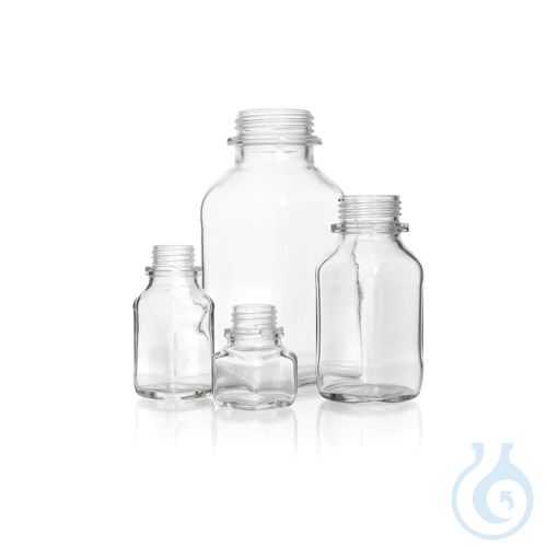 Screw-Top Square Bottle, soda-lime, wide mouth,...