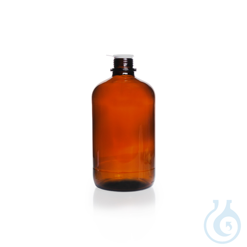 Rund-Schraubflasche, Kalk-Soda-Glas, braun, Eng...