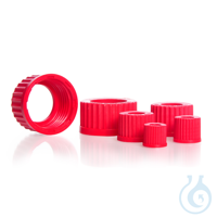 DURAN® Open Topped Screw Cap, central aperture, PBT, red DURAN® GL 25 Open Topped Screw Cap,...