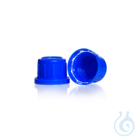 Capuchon avec bague d´inviolabilité en PP, bleu, pour flacons carrés à filetage à col étroit, GL...