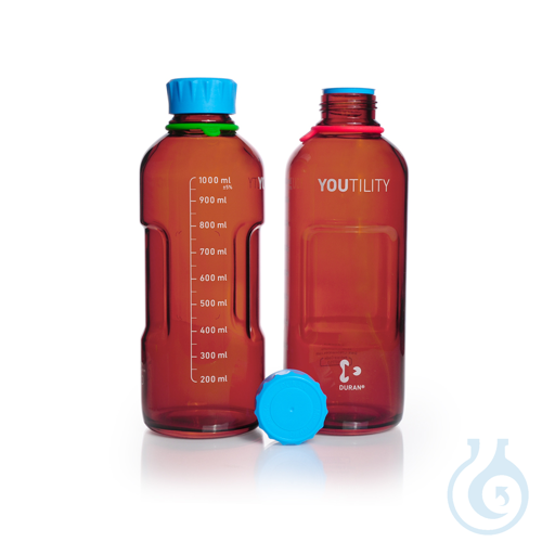 DURAN® YOUTILITY® GL 45 Laborflasche, braun, mit Schraubverschluss und Ausgießri