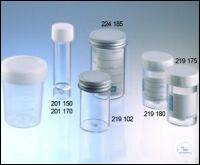 MULTIPURPOSE CONTAINER, 30 ML, PS, 24/90 MM,, CONICAL BOTTOM, WHITE SCREW...