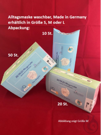 DELTRIGEX Alltagsmaske Gr. M Pack a 10 St. waschbar, Made in Germany